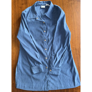 Vintage Spiegel Women's Blue Faux Suede Button Down - Size L